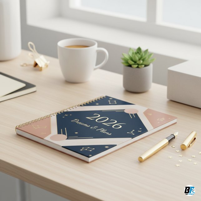 Agenda Art Deco Navy Gold 2026 Sueños y Planes Celestiale (Subido por el creador)