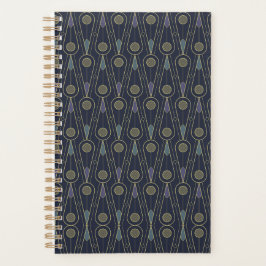 Agenda Art Deco pattern with geometric shapes in gold
