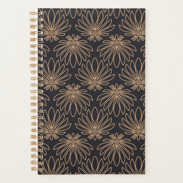 Agenda Art Deco pattern with gold floral motifs  (Anverso)