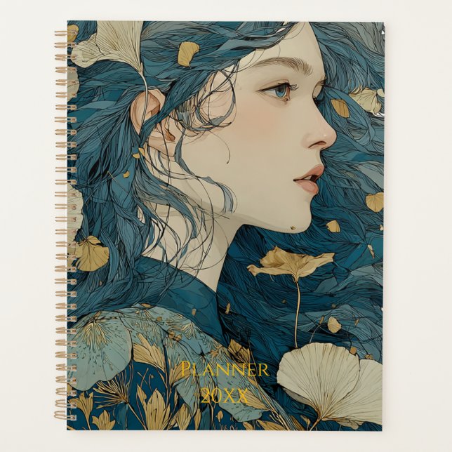 Agenda Art Nouveau Floral Woman Planner  (Anverso)