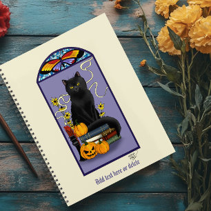 Agenda Art Nouveau Gato Negro Calabaza Púrpura Otoño Amar
