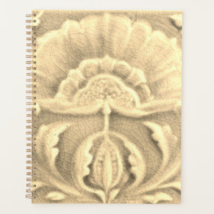 Agenda Art Nouveau jugendstil flor azulejo dorado crema