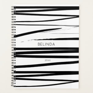 Agenda Arte abstracto de líneas blancas y negras personal