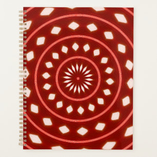 Agenda Arte abstracto geométrico de ráfaga de sol rojo rú