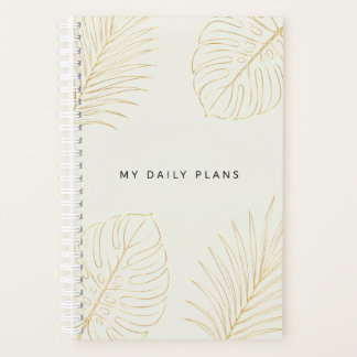 Agenda Arte Botánico Personalizado de Línea Dorada Metáli