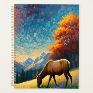 Agenda Arte de alce de prado colorido con flores