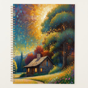 Agenda Arte de cabaña en bosque de montaña