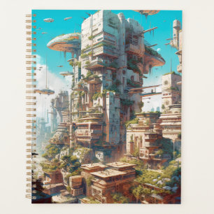 Agenda Arte de ciencia ficción de ciudad futurista