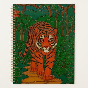 Agenda Arte de cloisonne Tigre en el camino de la selva