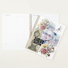 Agenda Arte de Collage de Flores de Cumpleaños