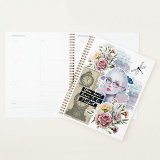 Agenda Arte de Collage de Flores de Cumpleaños