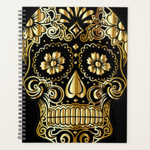 Agenda Arte de cráneo azucarado, Día de Muertos negro y d