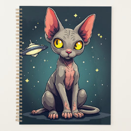 Agenda Arte de dibujos animados espaciales de gato Sphynx