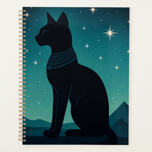 Agenda Arte de gato estrellado en Bastet Planner (Anverso)