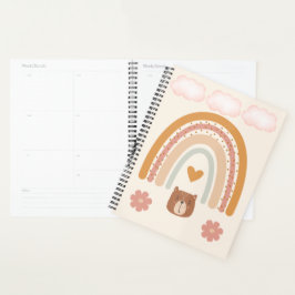 Agenda Arte de guardería arcoíris y oso boho | Bebé neutr