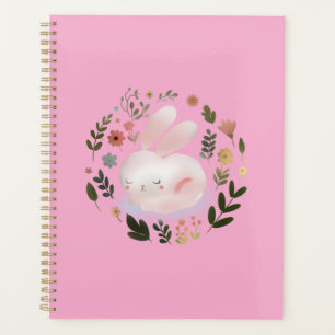 Agenda Arte de guardería de corona floral de conejito de