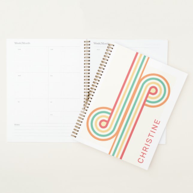 Agenda Arte de la línea de arcoiris retro (Demostración)