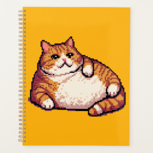 Agenda arte de píxel de gato gordo naranja