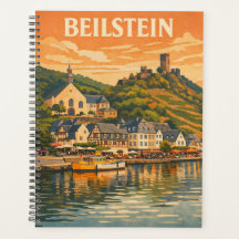 Arte de viaje vintage del valle alemán de Beilstei