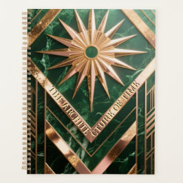 Agenda Arte Deco Geométrico Dorado | Hoja y Mármol Opulen