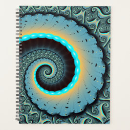 Agenda Arte en espiral fractal abstracto azul turquesa na