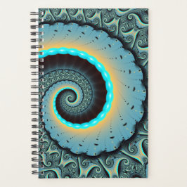 Agenda Arte en espiral fractal abstracto azul turquesa na