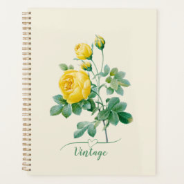 Agenda Arte fino de rosa amarilla vintage