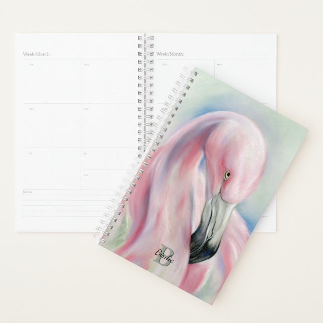 Agenda Arte Flamingo Pastel Rosa Personalizado (Demostración)