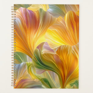 Agenda Arte floral abstracto con pétalos amarillos