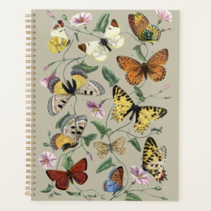Agenda Arte Floral Botánico de Mariposa Polilla Vintage 1
