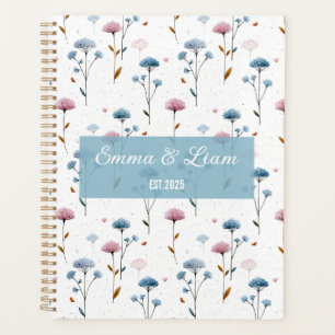 Agenda Arte Floral Personalizado Minimalista Vintage Azul