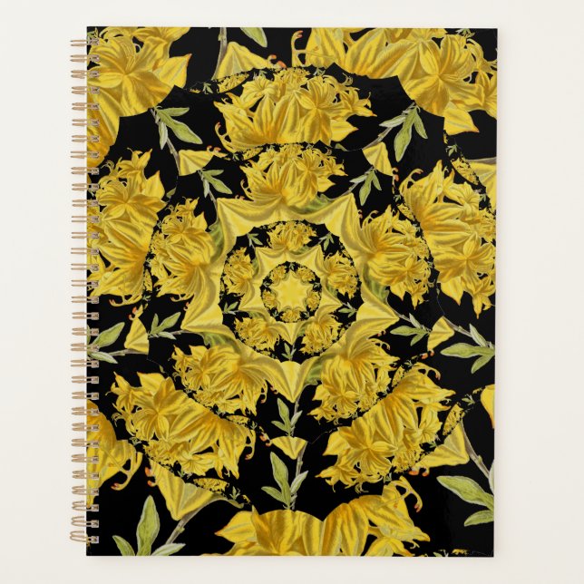 Agenda Arte fractal azalea amarillo y negro (Anverso)