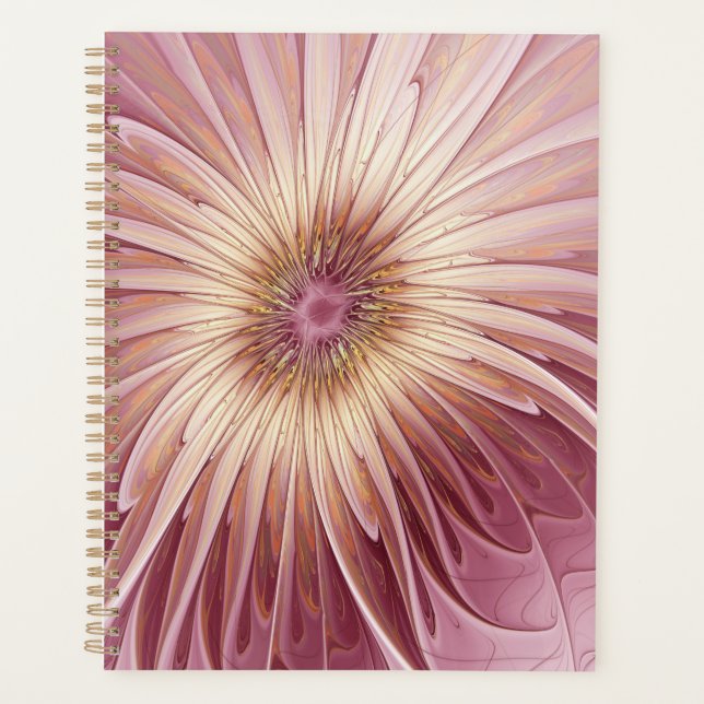 Agenda Arte fractal de flores abstractas y tonos de burde (Anverso)