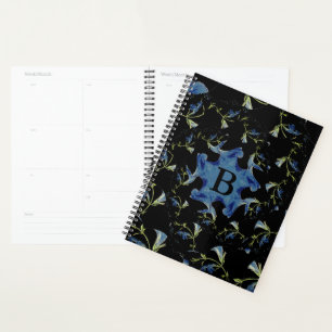 Agenda Arte fractal de sabio azul y negro Monograma