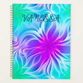 Agenda Arte fractal florístico rosa verde
