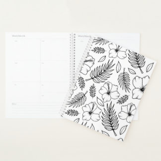 Agenda Arte gráfico de línea de Hibisco Tropical