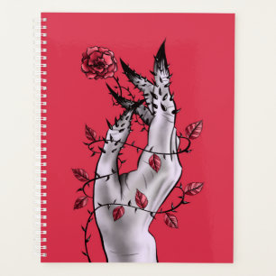 Agenda Arte Macabro Mano Asombrosa Rojo Y Gótico Negro