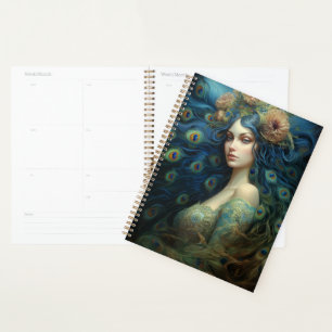 Agenda Arte moderno con plumas de mujer y pavo real