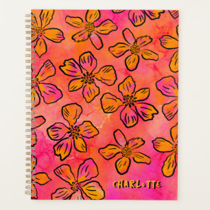 Agenda Arte Pop Floral Rosa Personalizado