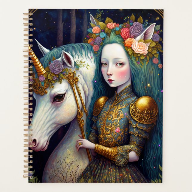 Agenda Arte Unicornio y Lady Fantasy (Anverso)