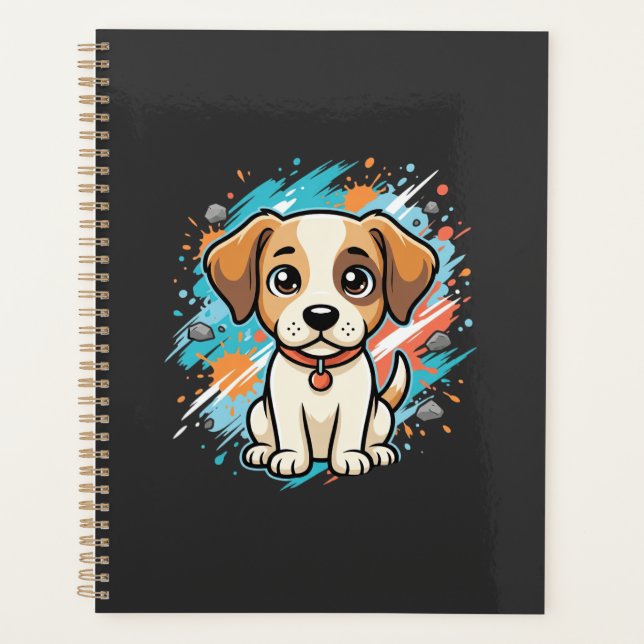 Agenda Arte vectorial de perro lindo con salpicaduras de  (Anverso)