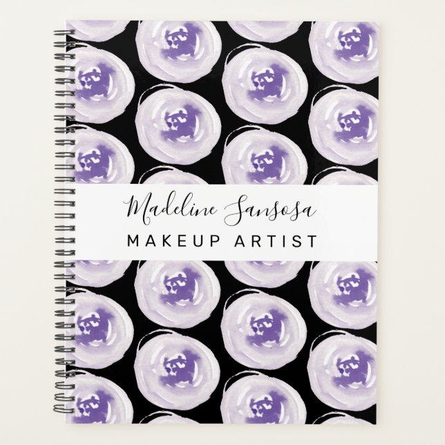 Agenda Artista de maquillaje acuarela Poppies morado negr (Anverso)