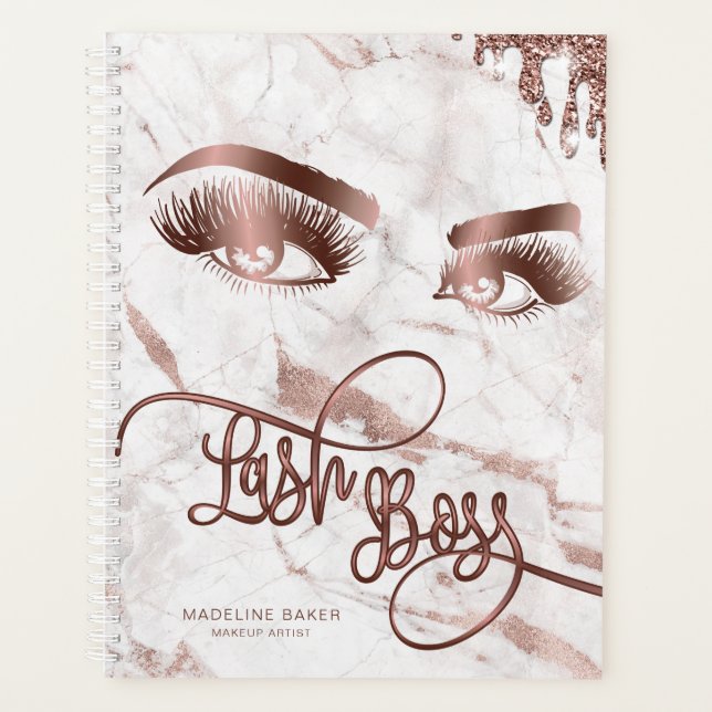 Agenda Artista de maquillaje Lash Boss Ojos Lazas Rosa Or (Anverso)