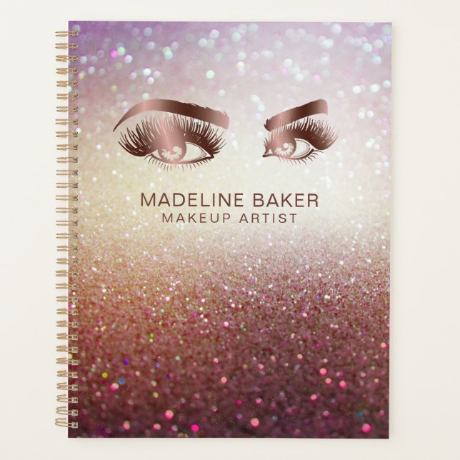 Agenda Artista de maquillaje Ojos de ceja azotes Rosa Oro (Anverso)