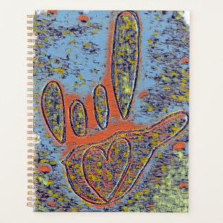 Agenda ASL te amo contemporáneo en azul 