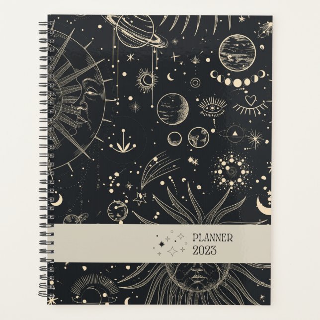 Agenda Astral místico negro vintage (Anverso)