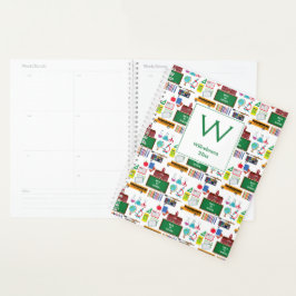 Agenda ASUNTOS ESCOLARES Monograma personalizado Blanco/V