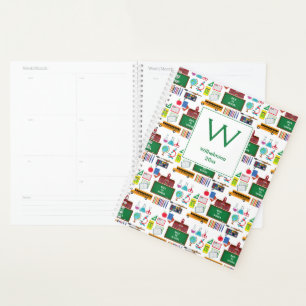 Agenda ASUNTOS ESCOLARES Monograma personalizado Blanco/V