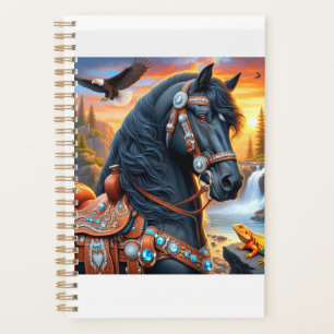 Agenda Atardecer frisón negro de caballos