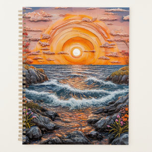 Agenda Atardecer vibrante del océano paisaje